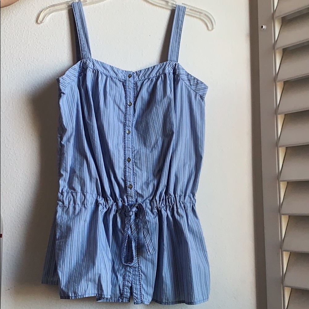 Calvin Klein Blue Striped Sleeveless Blouse